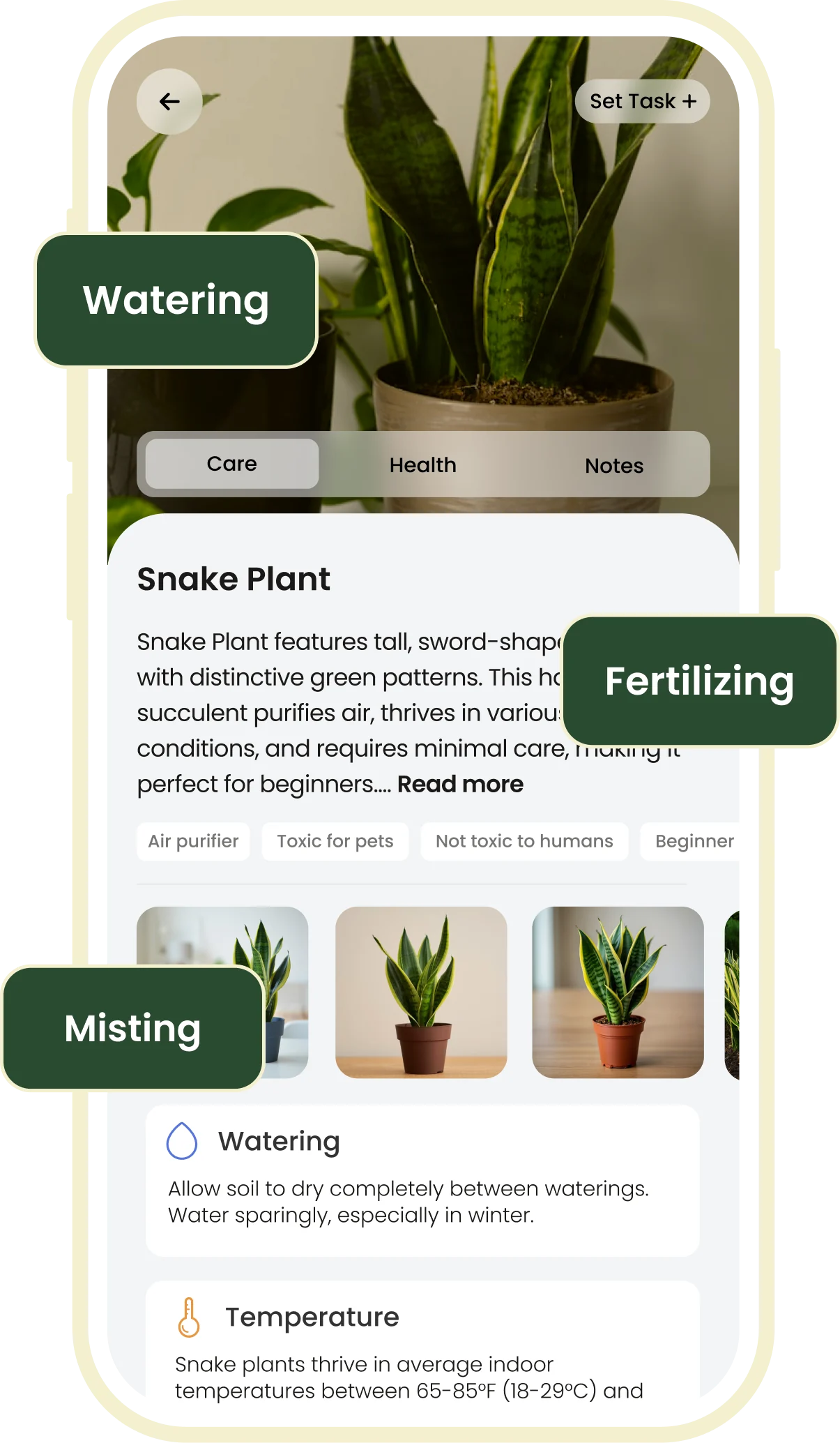 Gepersonaliseerd verzorgingsplan in de Plant ID-app